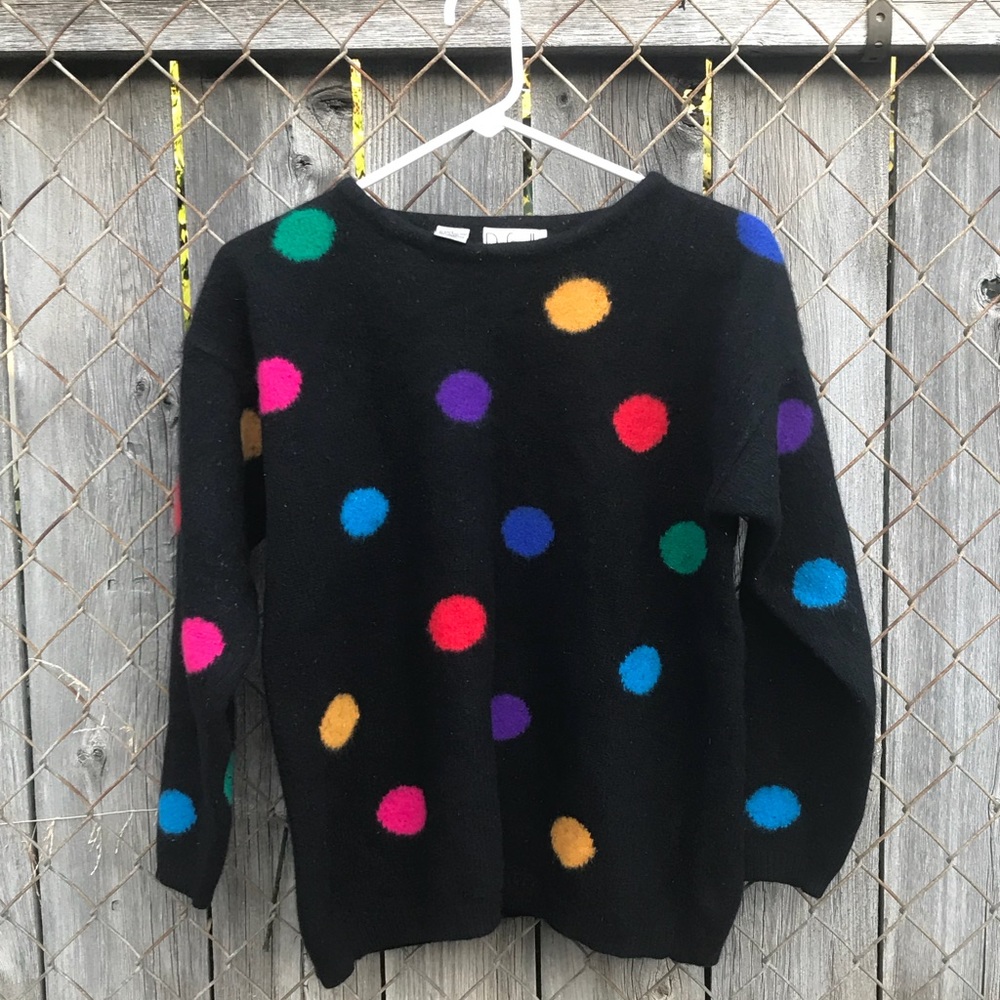 Vintage polka dot rabbit and lambs wool sweater